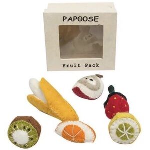NEW Papoose Mini Felted 100% Wool Fruit Play Set Banana Strawberry Apple Orange